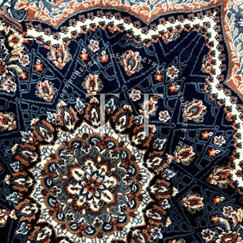 Image of Deluxe Velvet Heavyweight Prayer Mat | Elegant and Super Soft Design | Ideal for Muslim Prayers | Heavy Carpet Mat with Premium Softness and Luxurious Design. (Navy Blue)