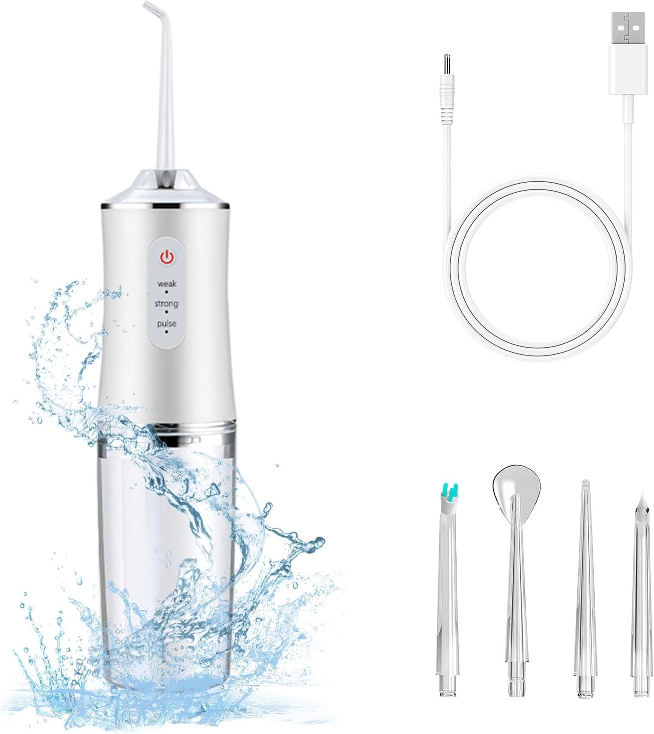 Flowlet Powerfull Smart Water Dental Flosser | Pure White with 4 Nozzle tips | 3 Jet Water Pressure Settings | Removers 99% Food Residues | 220ml Water Tank Capacity | IPX7 Waterproof | 6 Months Warranty-picture-27