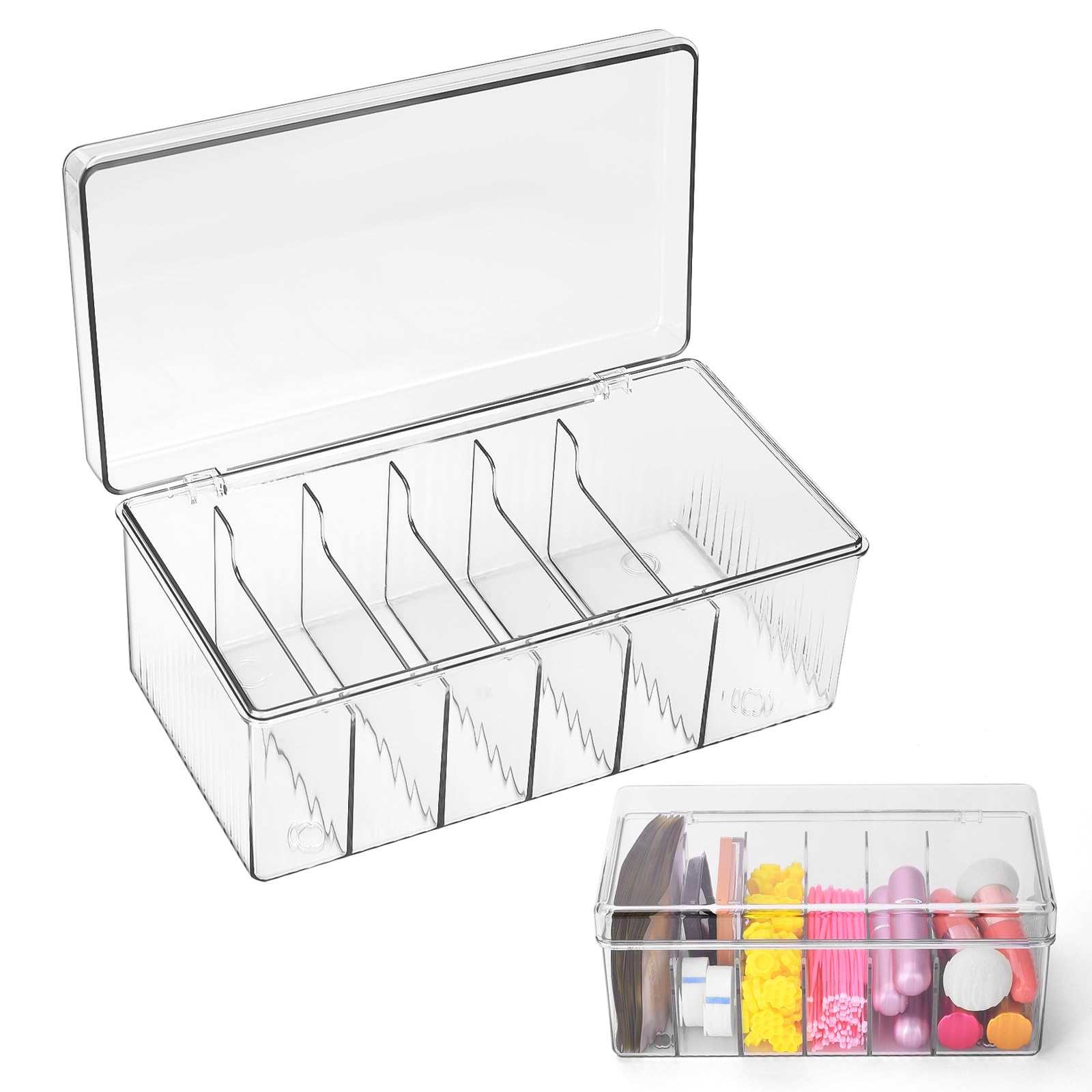 Lash Extension Organizer and Storage, ATOMUS Eyelash Extension Supplies Organizer Storage Box with Lid, Large Capacity Acrylic Lashes Supplies Container, Neatly Store and Organize Your Lash Supplies