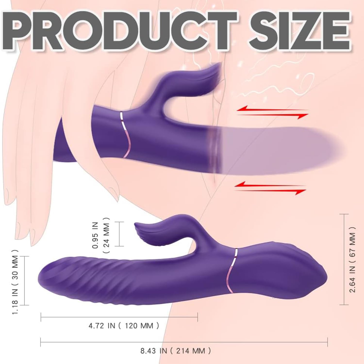 Generico Vibratore A Coniglio Per Il Punto G Con Funzione Riscaldante, 9 Modalità Di Vibrazione, Vibratore A Spinta, Stimolatore Clitorideo Ricaricabile Per Donne Adulte,A