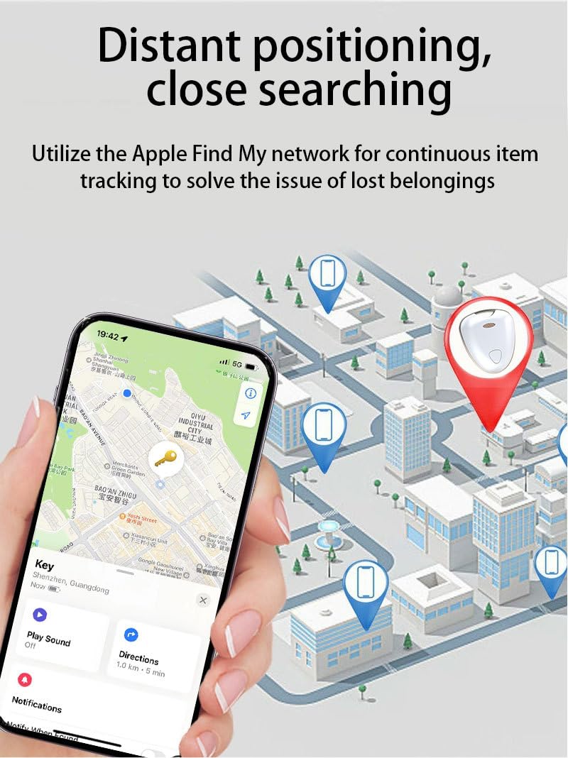 Traceur GPS Voiture Compatible avec Apple Find My (iOS Uniquement), Localisation Mondiale en Temps Réel, Localisateur Bluetooth pour Clés, Portefeuille, Bagages, Valises, Moto et Enfants, Étanche IP67