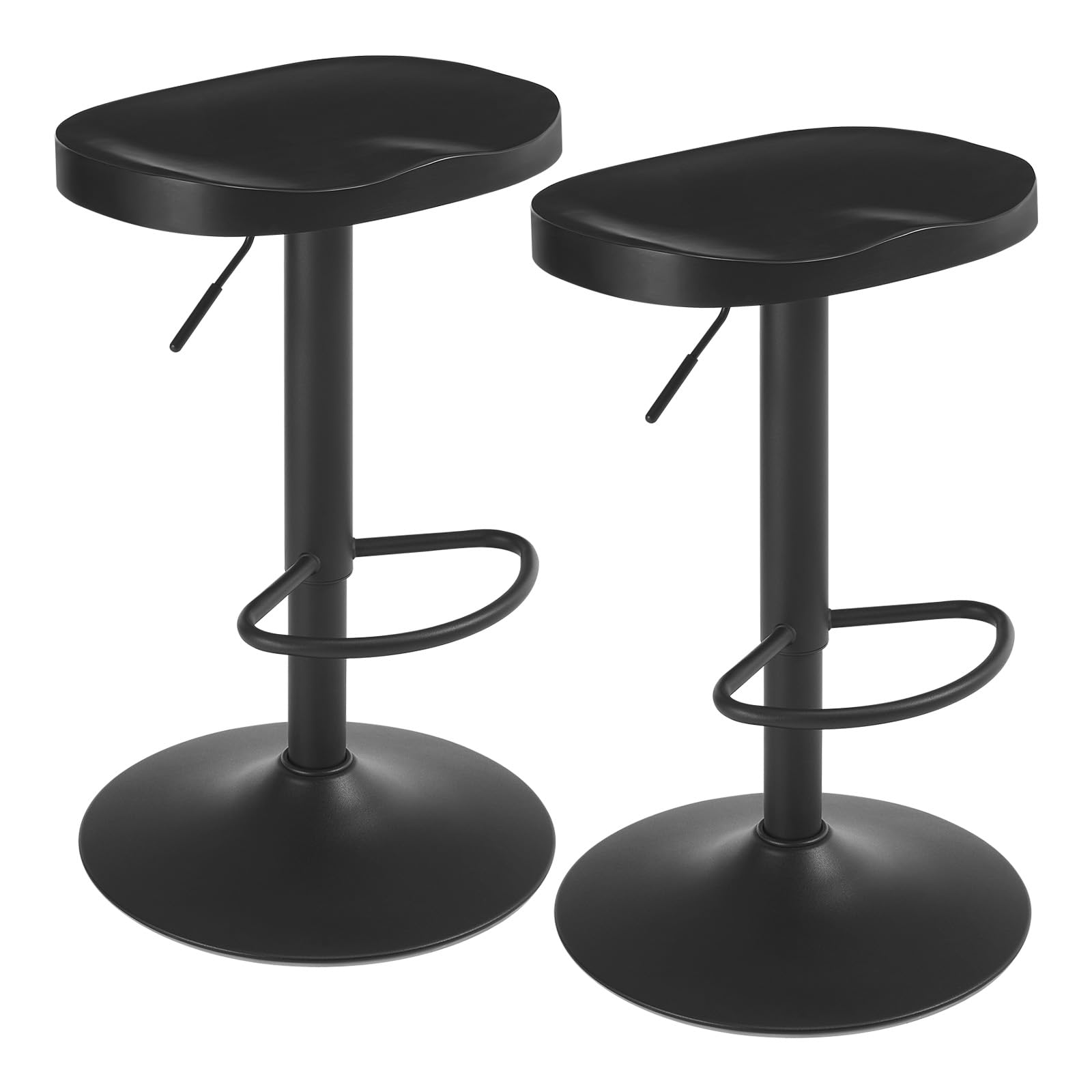 WOLTU Swivel Bar Stools Set of 2, Breakfast Barstool with Solid Wood Seat and Footrest, Black