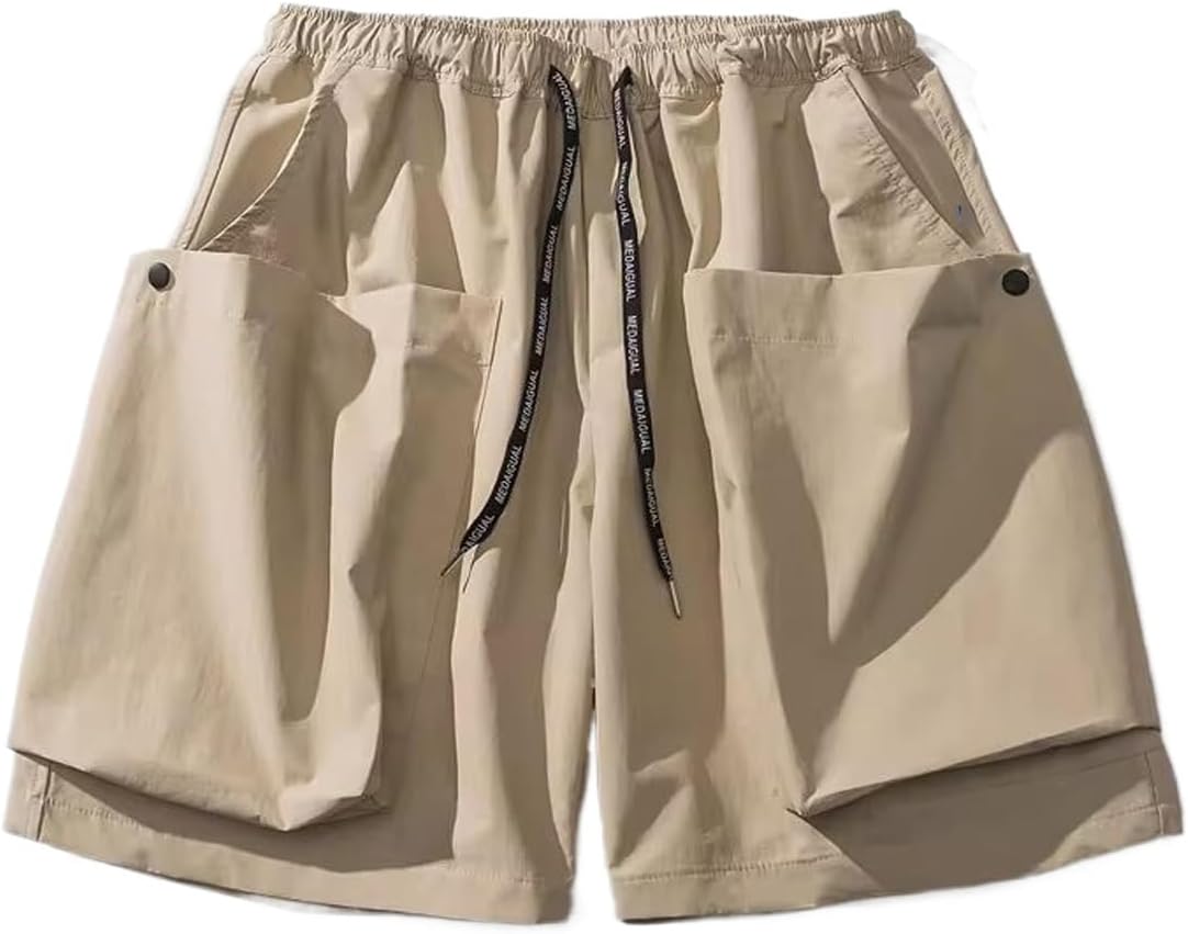 Summer Korean Trendy Big Pocket Cargo Shorts Men Clothing Japanese Streetwear Casual Baggy Pants Harajuku