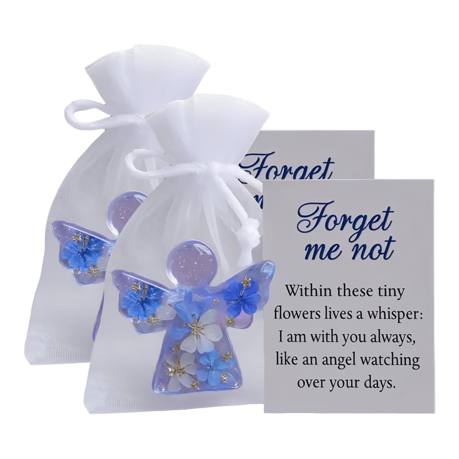 Forget Me Not Angel Gift,Angel Pocket Hug Keepsake with Warm Card,Inspirational Message Card,Memorial Comfort Keepsake Gift for Loved Ones (2PC)