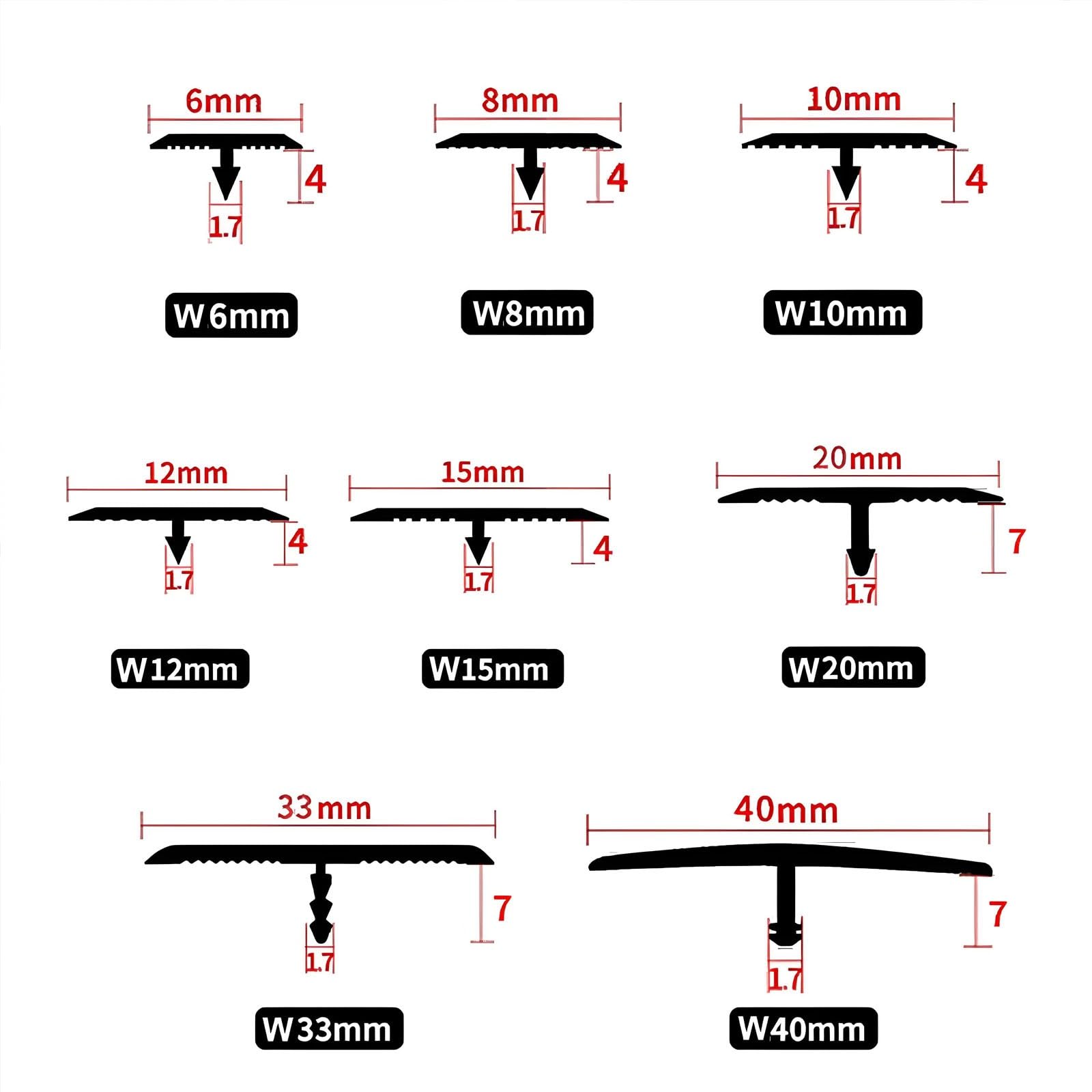 Aluminiowa listwa tratowa do laminatu drewna i płytek, 3 szt. d osłona przegubu o szerokości 90 cm (1,5 cm) profil podłogowy do bezszwowego zawiasu