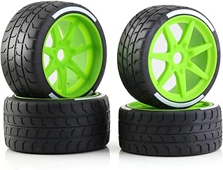 LAFEINA 1/7 Scale RC Tires and Plastic Wheels Set, 17mm Hex Wheel Upgrade Parts for 1:7 ARRMA Felony FSR RC Model Car Truck (Green)