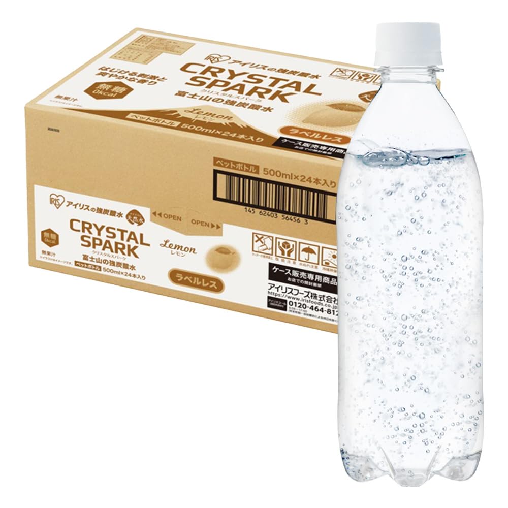 アイリスオーヤマ 炭酸水 レモン ラベルレス 500ml ×24本 富士山の強炭…