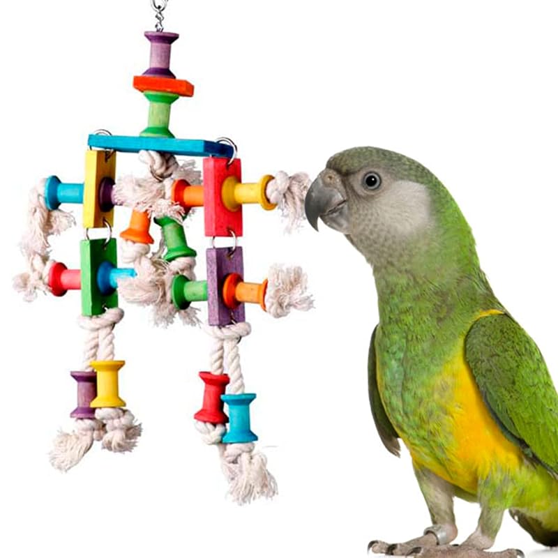 Brinquedo para Aves Médias com Carretéis de Madeira e Corda de Algodão Super Bird Creations SB468