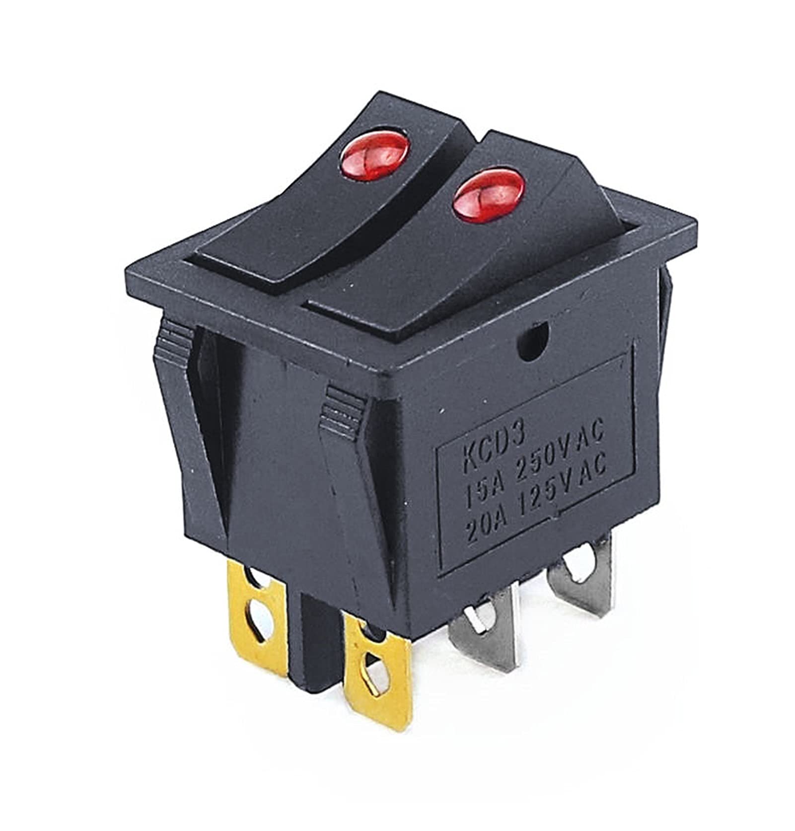 BHOLSA KCD3-201 6pin On/Off 31.5 * 26mm 15A 20A/125V/250V Twin cat Eye Ship Hull Switch