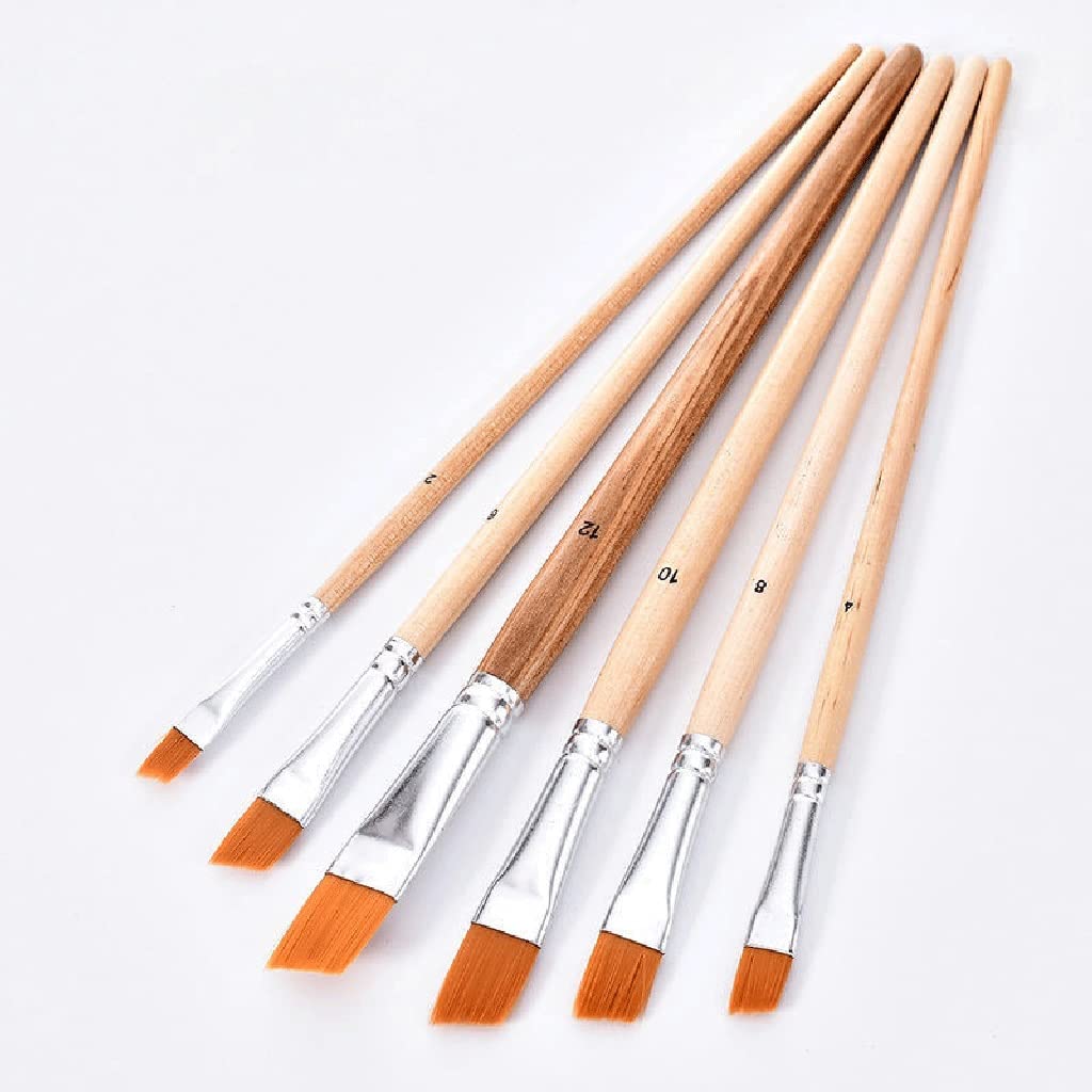 Pennelli in Nylon per Acquerello con Olio Acrilico, Legno Speciale, Naturale, Piccolo,Natural-Small