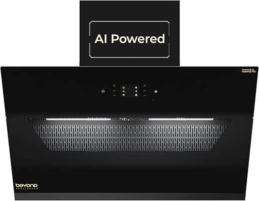 Beyond Appliances Elara 90cm Auto Clean Slant Kitchen Chimney | 1500 CMH Suction | Filterless | Smart AI, Motion Sensor & Speakers | Touch Control…