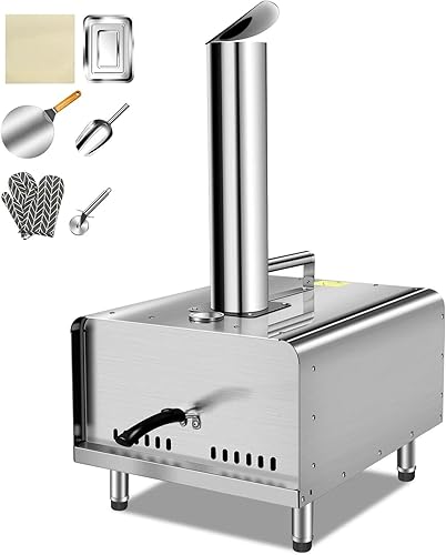 Migoda Hornos de pizza de 12 pulgadas, horno de leña, hornos de pizza portátiles de acero inoxidable para exteriores con termómetro integrado, etc.