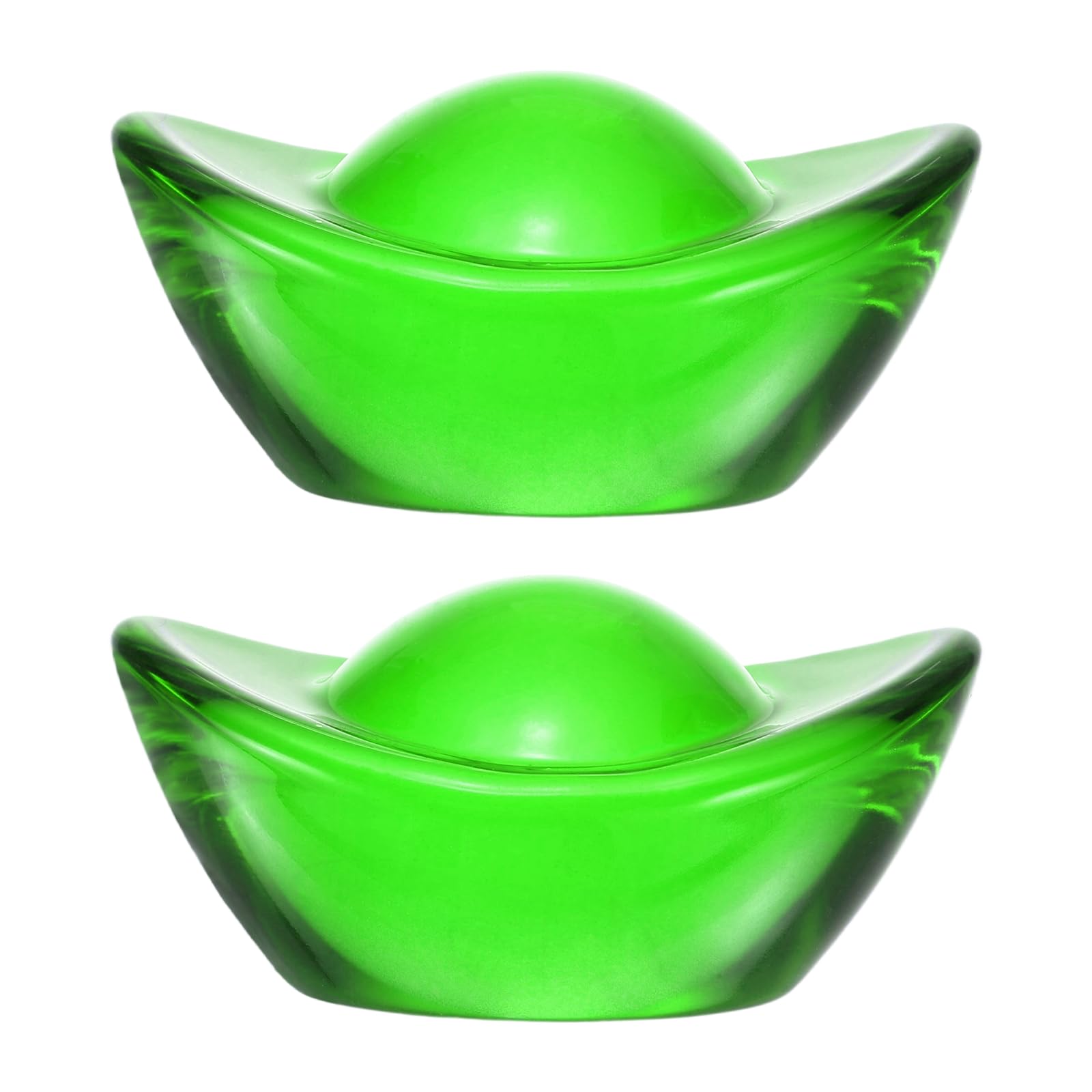 Figurine en cristal de lingot chinois QUARKZMAN 3" vert pour bureau et chambre, 2 pièces