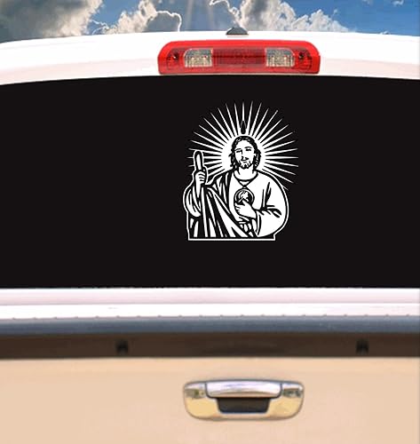 Calcomanía de San Judas Jesús, Christo, Dios, Santos, Virgen (12 pulgadas, blanco)