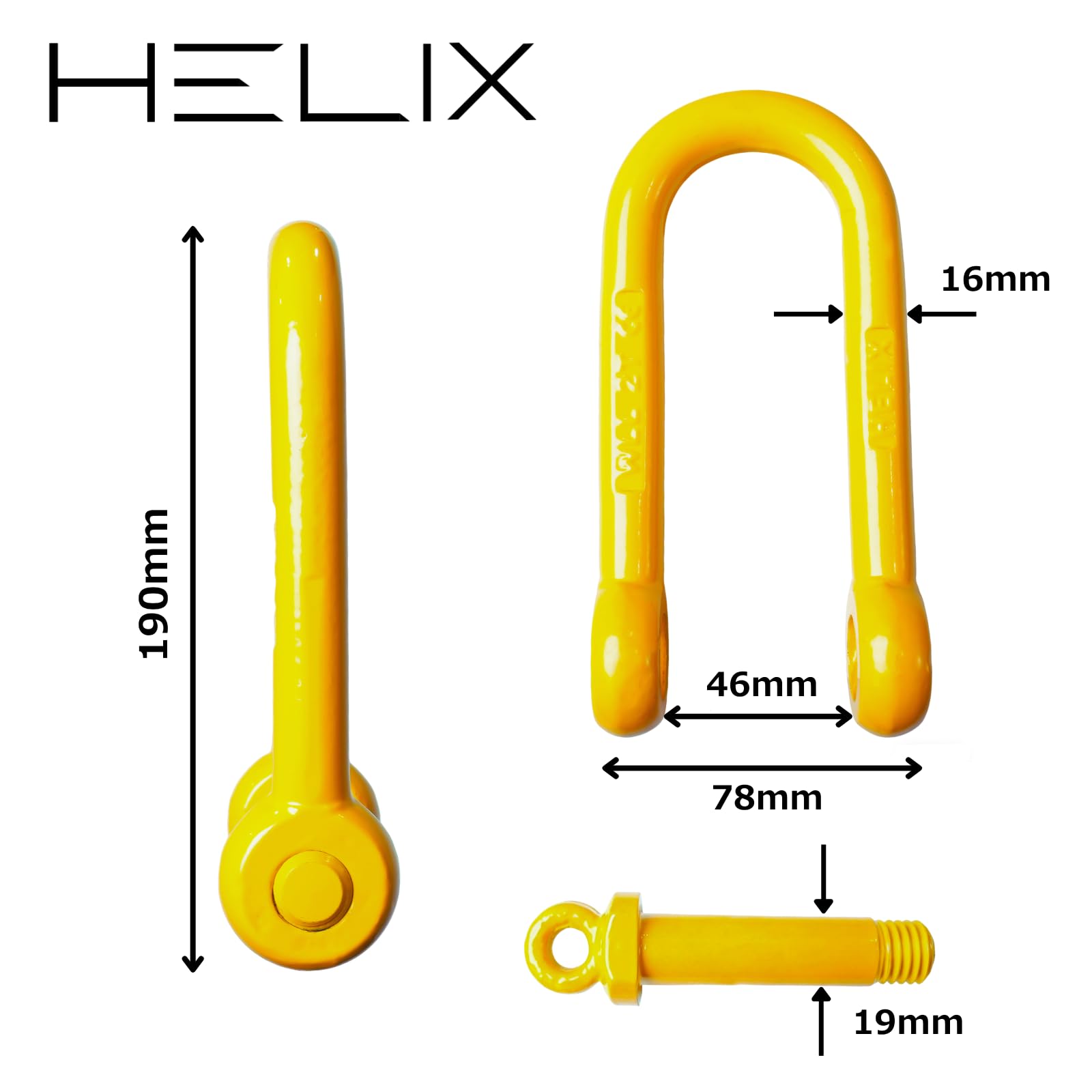Amazon.co.jp: HELIX 鍛造シャックル 弓型 2ton ロングシャックル 2.0