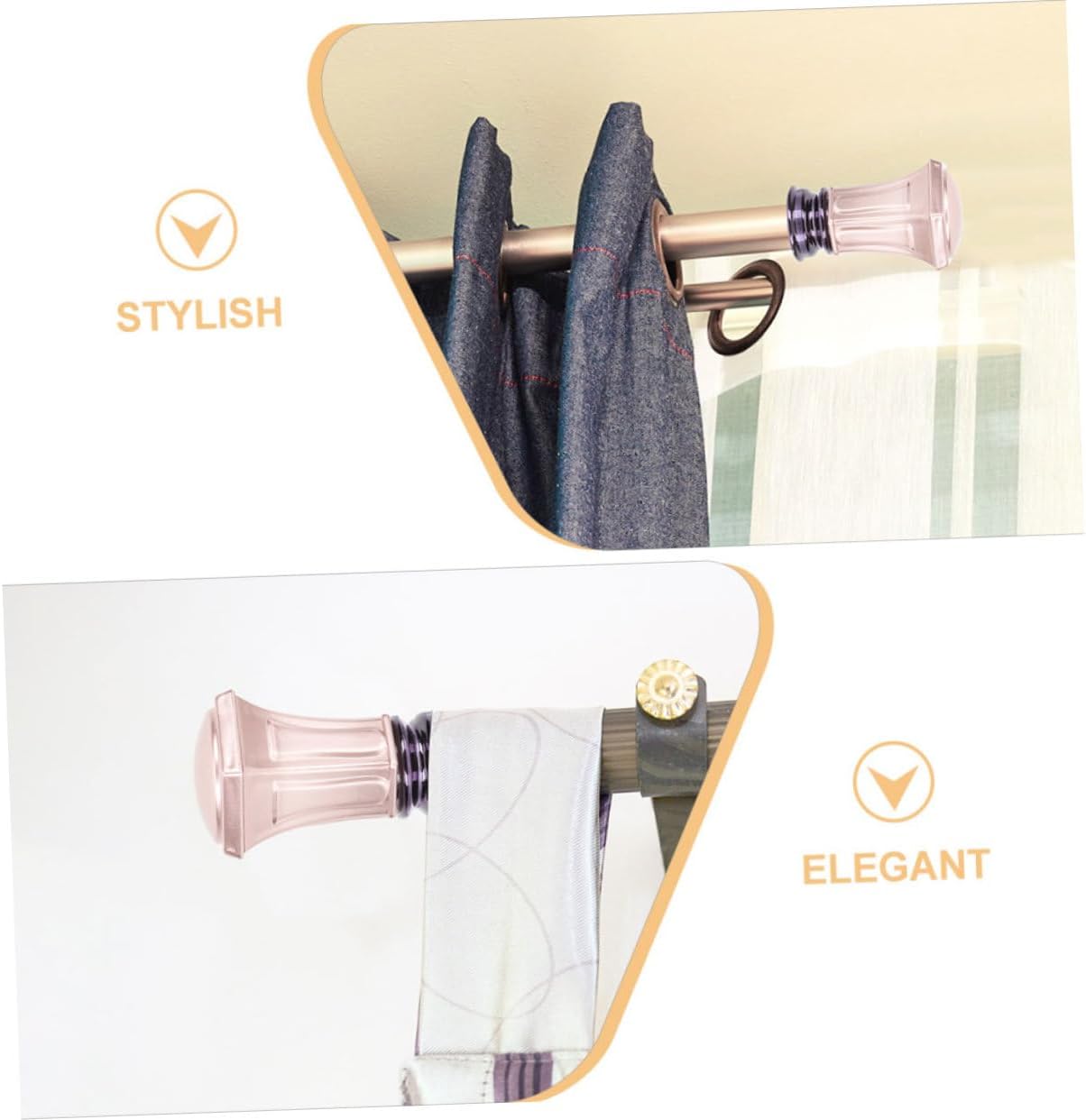 ORFOFE 4Pcs Vintage Style Rose Gold Curtain Rod Finials Decorative Drapery End Caps for Single Double Rods Elegant Drapery Caps for Home Window Treatment