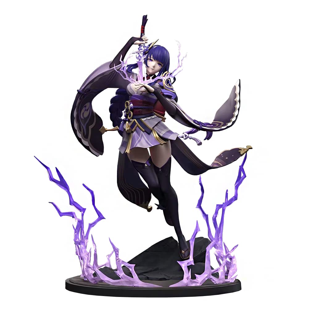 Anjinguang Anime Action Figure Raiden Ei Cute Posture Ornament PVC Statue Model Sculpture Desktop Decora Birthday Gift Raiden Ei Figure (Raiden Ei, 28cm)