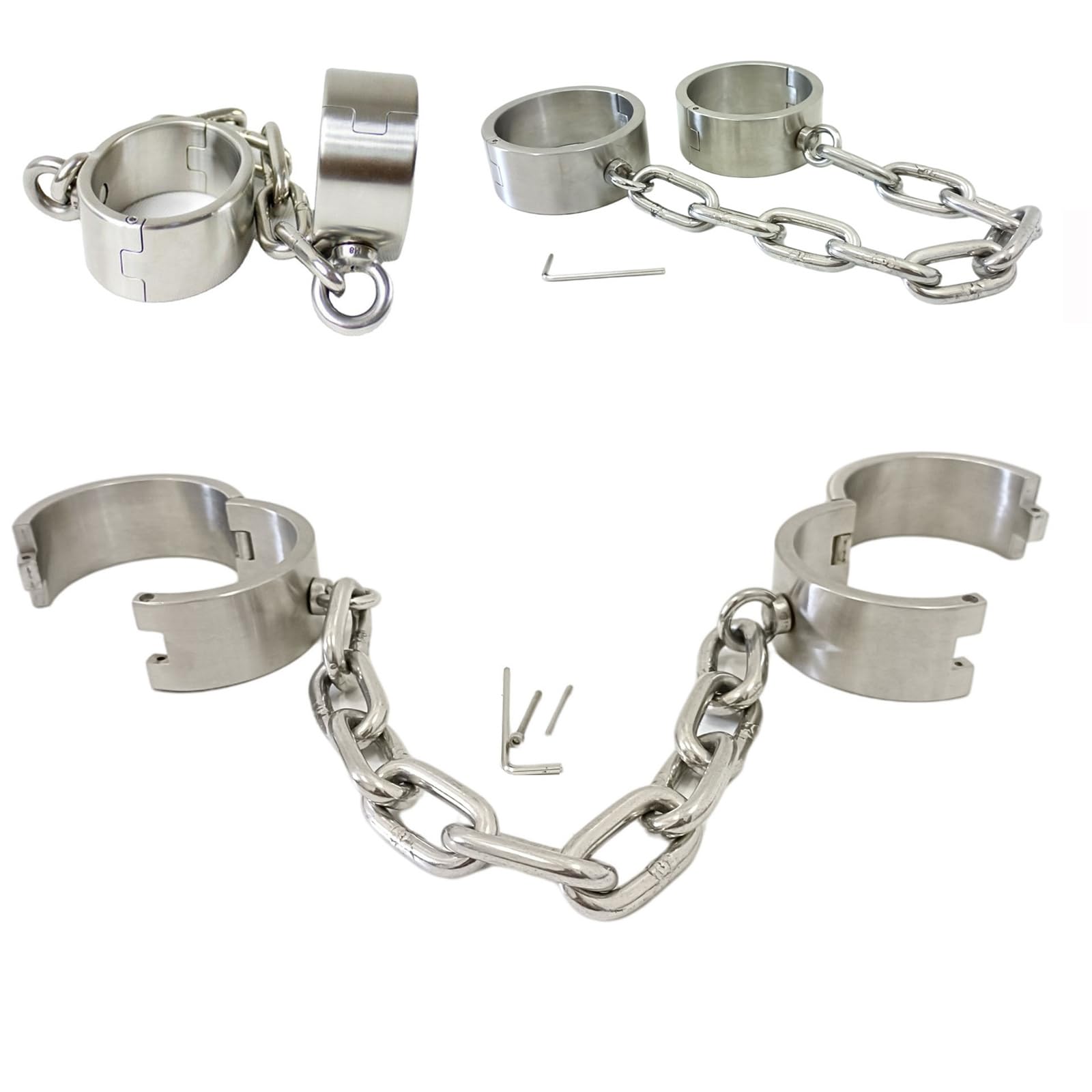 Menottes de cheville en acier inoxydable BDSM avec chaîne de 36 cm, manchettes de retenue métal, jouets sexuels SM