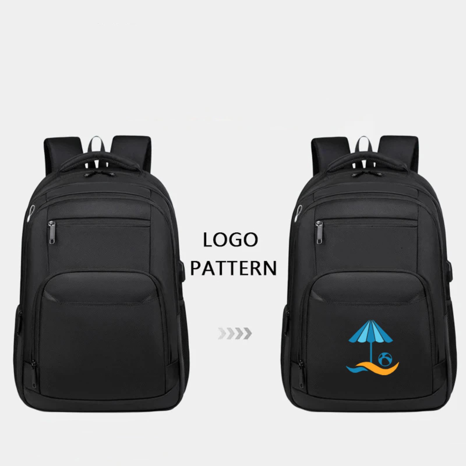 Zaino Da Uomo In Nylon Nero con Logo Personalizzato, Capiente, Semplice e Casual, Ideale per Il Computer Color1
