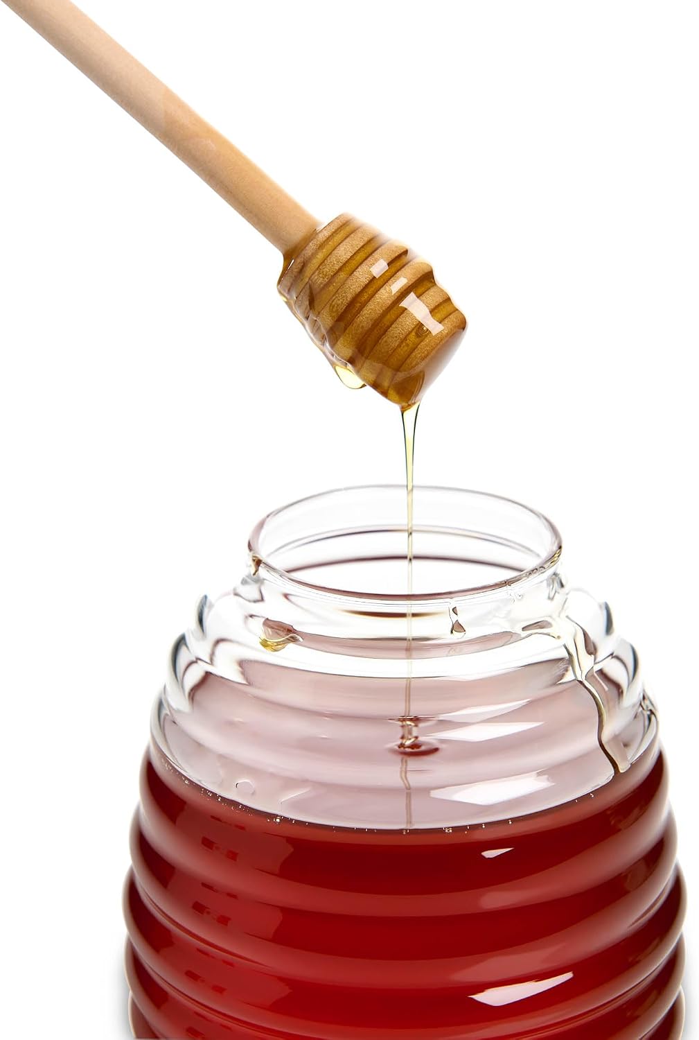 HIC Kitchen Glass Honey Jar with Lid and Honey Dipper, Borosilicate Glass and Beechwood