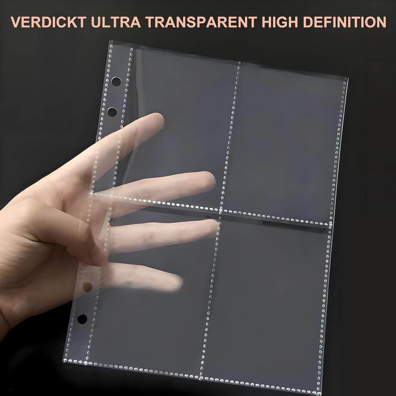 60 Pcs Doppelseitig Fotohüllen, Transparent Postkartenhüllen, Sammelhüllen 4 Fach Geteilt für Sammlungen von Fotografien, Postkarten und Dokumenten(10.5cm×15.2cm)