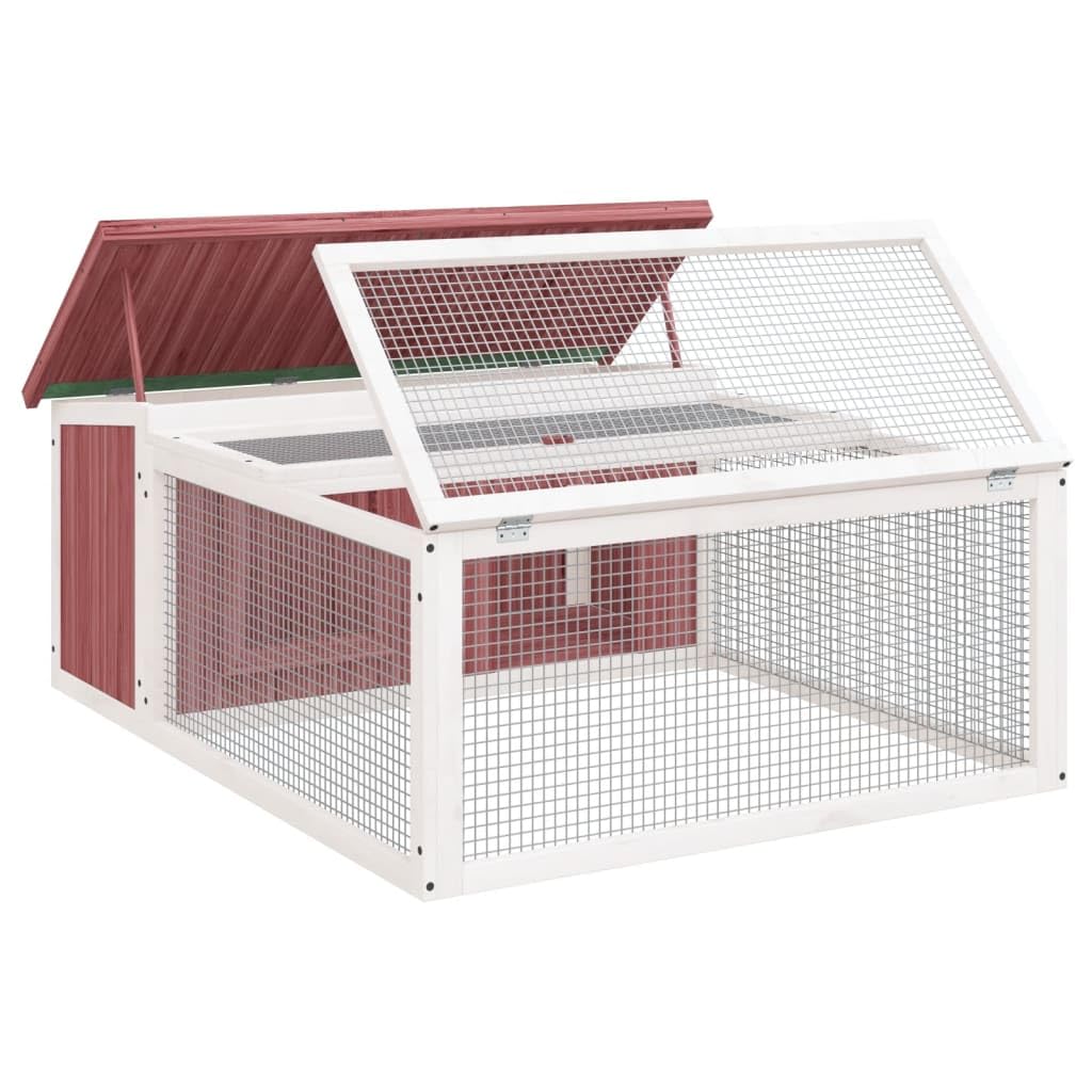 Jaula para conejos grande con nido y piñón libre de madera de pino para exteriores, resistente jaula para conejos con techo impermeable y malla de alambre, casa de conejos