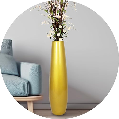 Jarrón de cerámica dorado para botella, 28 pulgadas, duradero, para decoración de sala de estar, granja, dormitorio, hogar, estar de pie