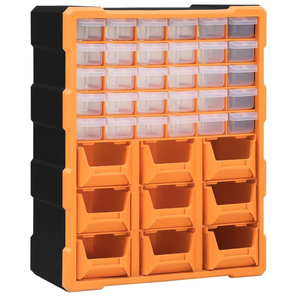 Wielofunkcyjny organizer do szuflad z 39 szufladami, tworzywo sztuczne PP, 38 x 16 x 47 cm, kieszeń na małe części, skrzynka narzędziowa, do przechowywania narzędzi, warsztatu, garażu