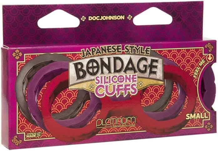 Doc Johnson Japanese Bondage - Silicone Cuffs - Single-Piece Premium Silicone Handcuffs for Soft Bondage or Restraint Play - Small - Purple