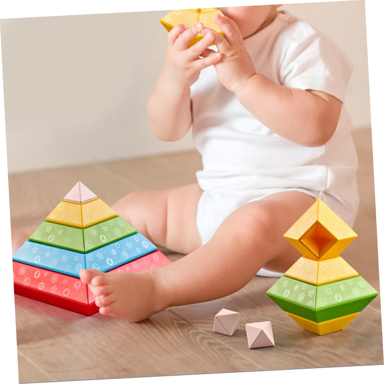 BESTonZON 30 Piezas Bloques Apilables para Años Juguetes Educativos de Construcción Coloridos y Seguros para Desarrollo Infantil