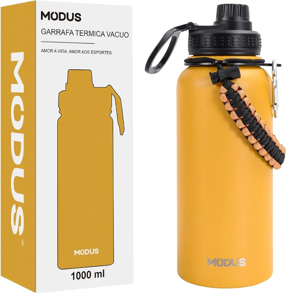 MODUS Garrafa Térmica Esportiva De Aço Inoxidável Com Isolamento A Vácuo De 1000ML (Laranja)