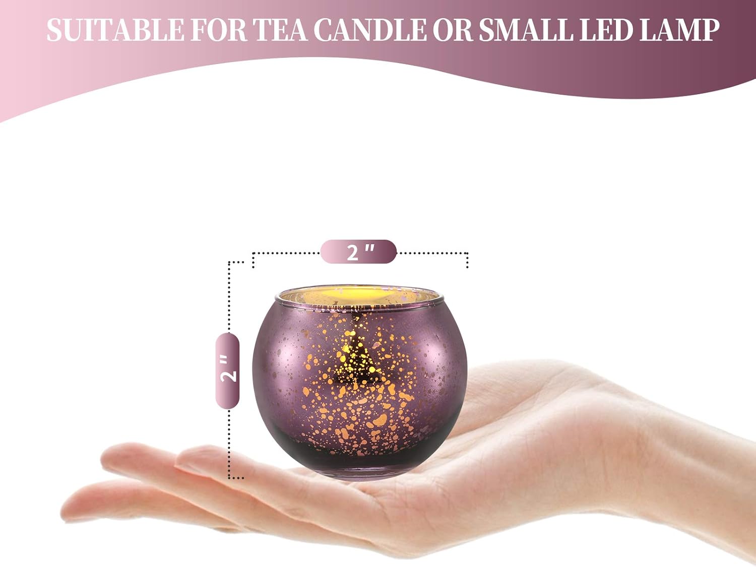 DerBlue 16Pcs Round Mercury Glass Votive Candle Holders for Wedding Centerpieces, Valentines Dinner, Garden Tub and Any Theme Events (Purple) : Home & Kitchen