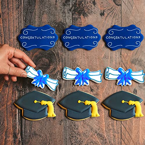 10Pcs Graduation Cookie Cutters 2023 - Graduation Cap, Diploma, Star,Gown,Plaque Frame,Medallion,Bouquet Party Supplies Decorations Set #TOP2