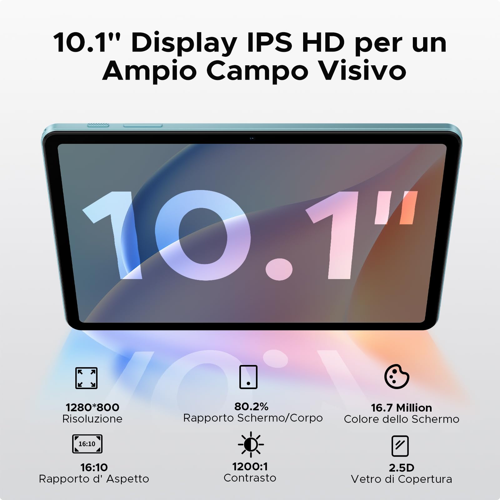 DOOGEE Tab A9 Android 16 Tablet 10 Pollici, Gemini AI Tablet in Offerta Gaming, 12GB RAM + 64GB ROM (TF 2TB), 6580mAh Batteria, 5G WiFi, 1280 * 800 IPS, 5MP+8MP, Unisoc T310 Quad Core/OTG/Face Unlock