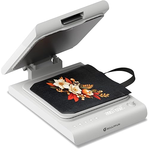 SCULPFUN H1 Auto Heat Press Machine for T Shirts,3 Levels Adjustable Upward Pressure Up to 176lb,Fast and Even Heating with Smart Control for DTF,Sublimation,Vinyl,Heat Transfer Projects,15"x15"