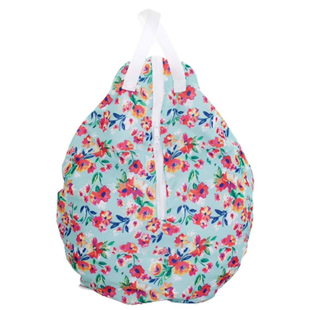 Large Wet Dry Bag Aqua Floral Hanging Wet Bag 20x24