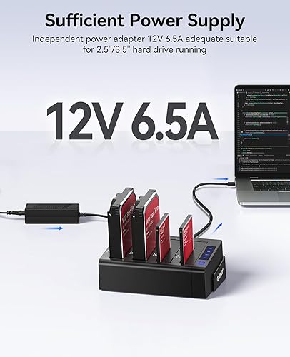 Miniatura 5 de ORICO Estación de acoplamiento de disco duro externo de 4 bahías USB 3.0 a SATA I/II/III para SSD HDD de 2.5''/3.5'' con función de clon de disco
