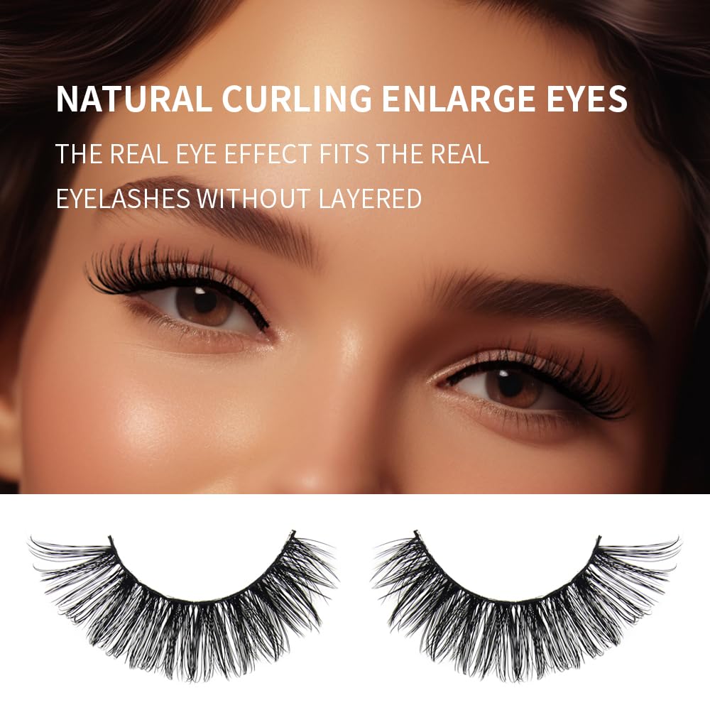 AKARA Ciglia finte Naturali 7 Coppie 3D Volume Russo False Mink (Russian-R02)