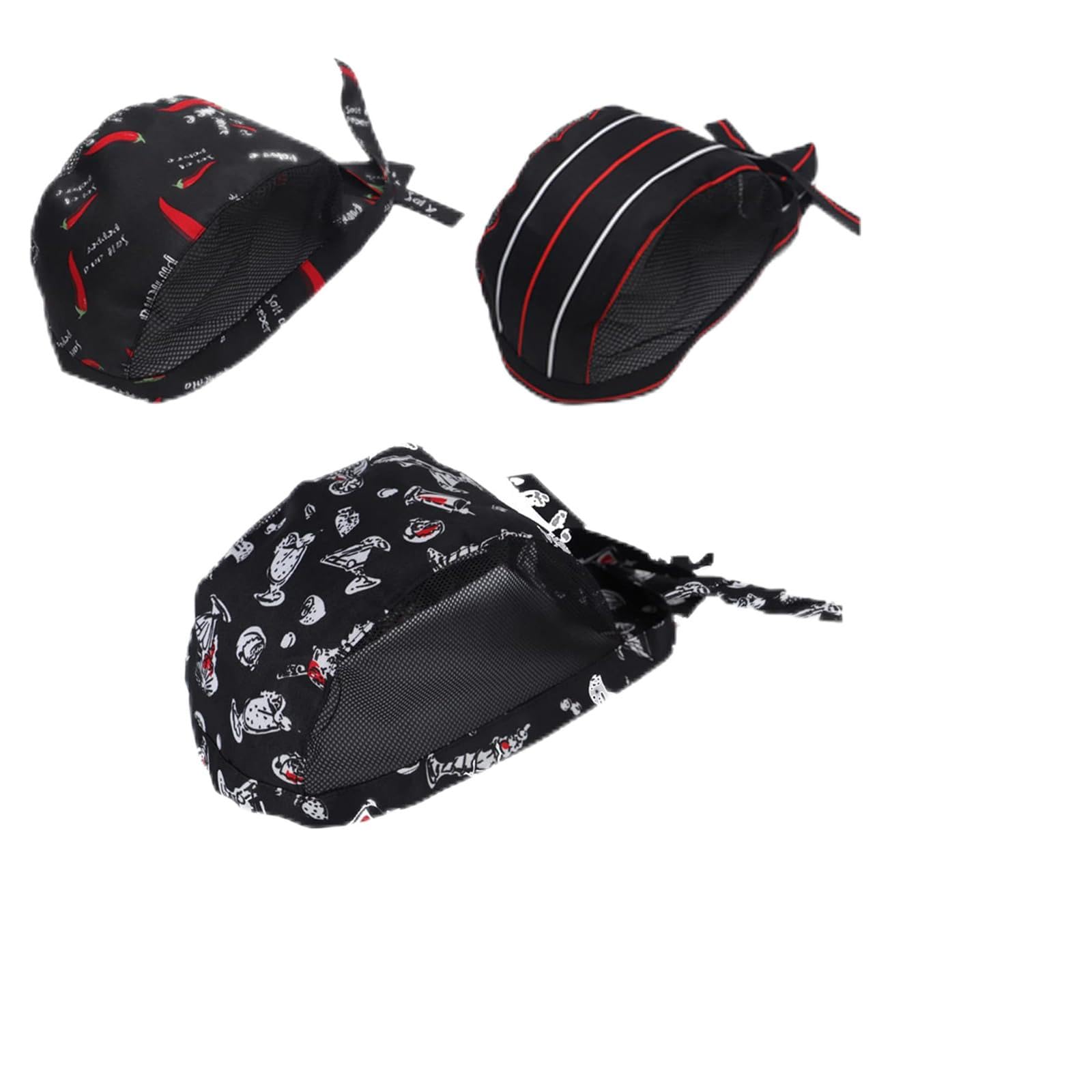 KASTWAVEChefs Hat 3pcs Cotton Chef Hat Adjustable Chef Hat Cooking Hat Chefs Cap Cooking Chef Cap Kitchen Cooking Hat Catering Chef Hat Chef Hat for Adults Chef Hat Black for Women Men Home Hotel Restaurant