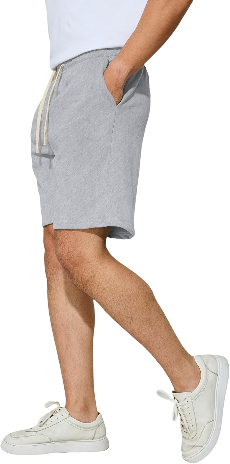 Men's Casual Shorts 7" Cotton Athletic Running Shorts Elastic Waist Drawstring Workout Sweat Shorts - Image 4