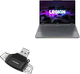 BoxWave Smart Gadget Compatible with Lenovo Legion 7 (16 in - 82N6) - AllReader SD Card Reader, microSD Card Reader SD Compact USB - Jet Black