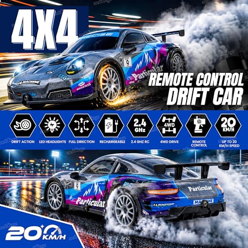 Image of Zest 4 Toyz Rechargeable Remote Control Car Toy | 4X4 20Km /hr High Speed Drift RC Car Toy for Kids & Adults | Racing Sports Car | USB Rechargeable | 45+ Feet Range 2.4GHz Remote | Birthday Gift