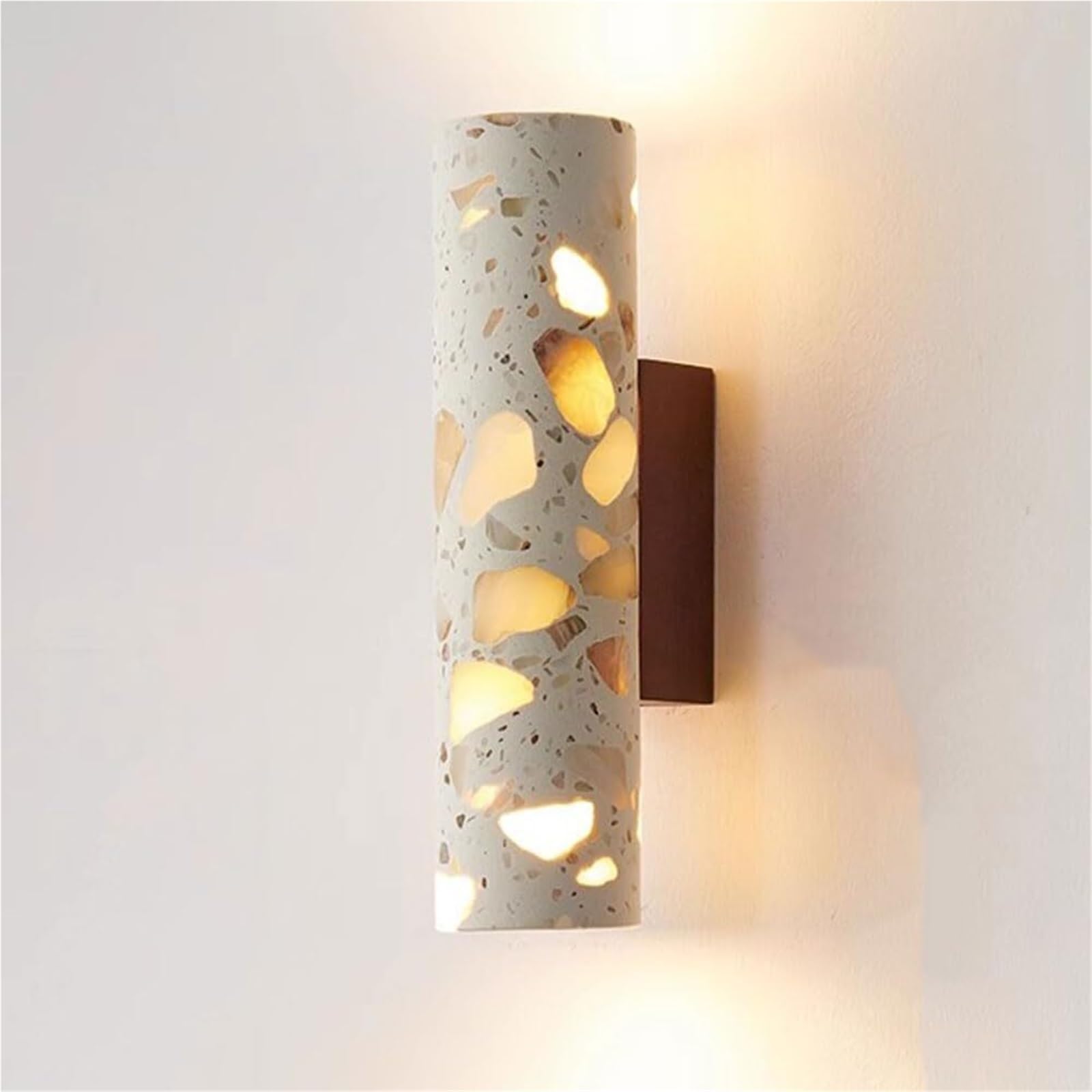 SXECAEPS Natural Marble Wall Lamp, Modern Cylindrical Sconce Terrazzo Light for Bedroom Living Room Dining Corridor