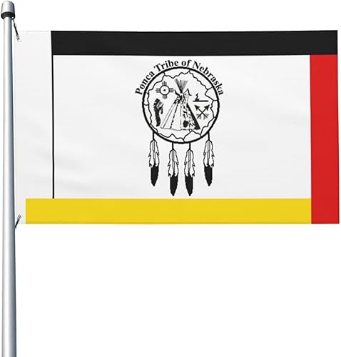 Imeegien Bandera de doble cara de la tribu Ponca de Nebraska banderas de 3 x 5 pies, bandera de decoración al aire libre, bandera ligera para