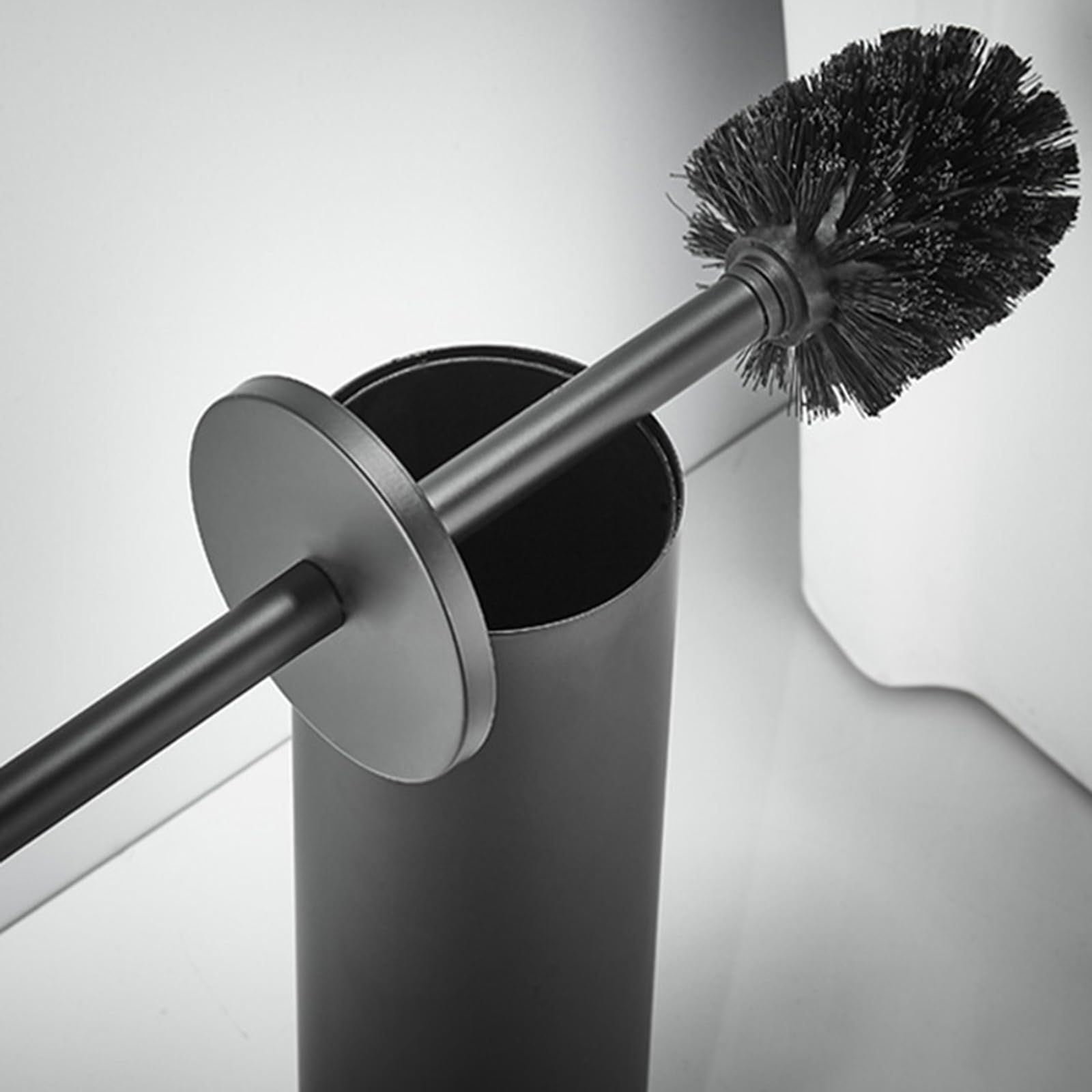 Cepillo de inodoro resistente con cerdas suaves, mango de silicona, diseño eficiente de soporte de suelo para una fácil limpieza del baño, herramienta de limpieza de inodoro duradera