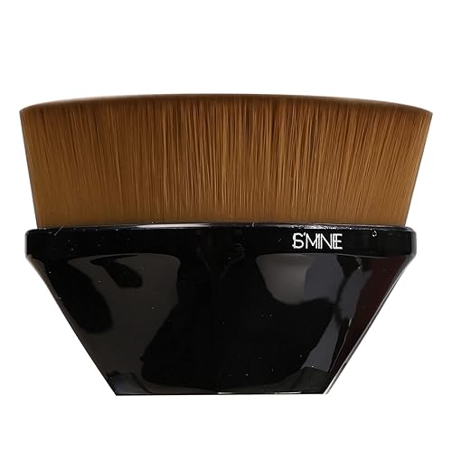 Miniatura 2 de ISMINE - Brocha de maquillaje para base, punta plana, hexágona, color Kabuki, para mezclar líquidos, crema o polvo impecable, cosméticos con funda