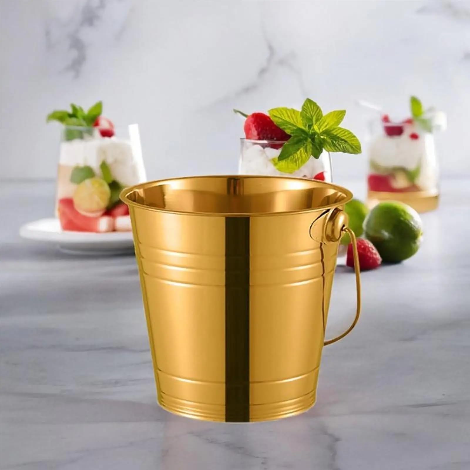 Cubo de Hielo portátil, Resistente, portátil, con asa de Metal, for refrigerios, for Bar y Fiestas. per Casa, Bar(2000ML)