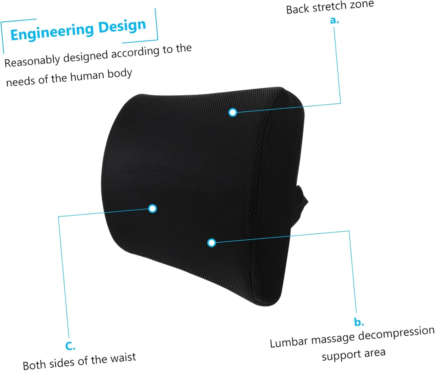 Back Cushion for Office and Car Ergonomic Lumbar Pillow Breathable Detachable Cover Pressure Relief Memory Foam Support