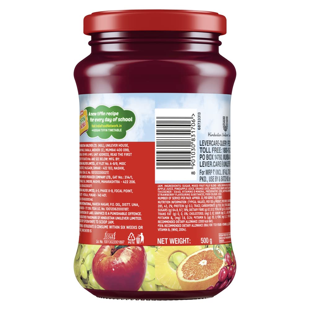 Kissan Mix Fruit Jam, 500g Jar