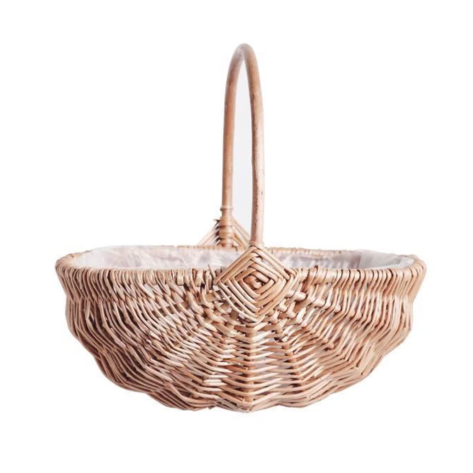 Hand Woven Flower Basket with Handle, Multipurpose Organizer Supplies for Home, Bedroom, Dorm, Party Decor, Handmade Storage Basket